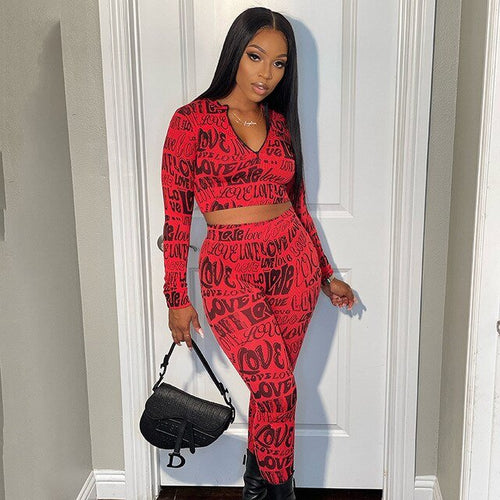 Load image into Gallery viewer, Letter Print Tracksuit Two Piece Set - Idealic life