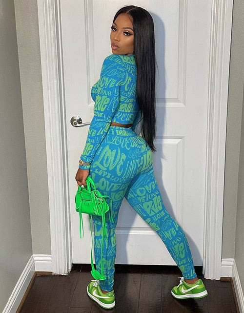 Load image into Gallery viewer, Letter Print Tracksuit Two Piece Set - Idealic life