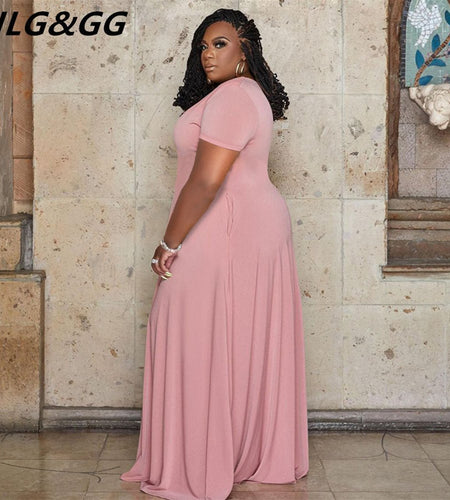 A-Line Long Plus Size Dress - Idealic life