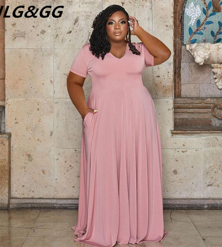 A-Line Long Plus Size Dress - Idealic life