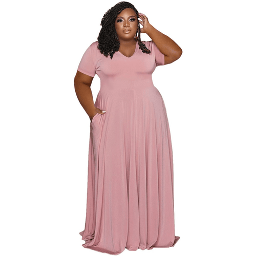 Load image into Gallery viewer, A-Line Long Plus Size Dress - Idealic life
