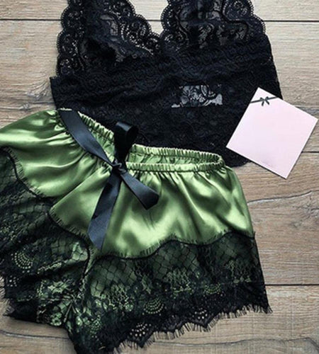 Lace Satin Sleepwear Set - Idealic life