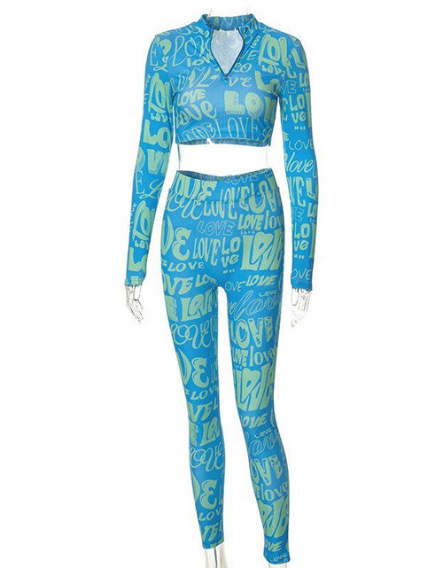 Load image into Gallery viewer, Letter Print Tracksuit Two Piece Set - Idealic life
