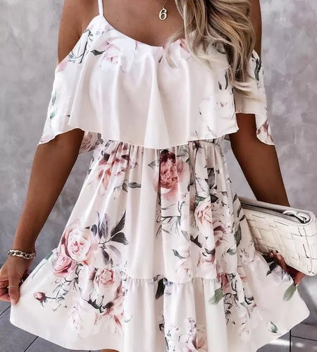 Off Shoulder Floral Mini Dress - Idealic life