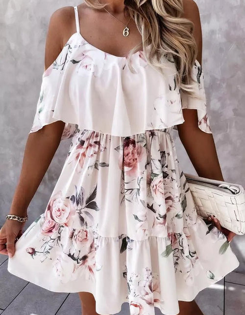 Load image into Gallery viewer, Off Shoulder Floral Mini Dress - Idealic life
