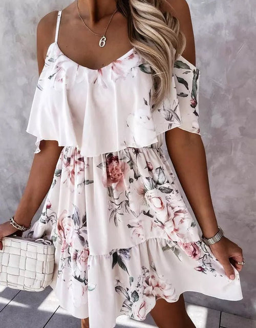 Load image into Gallery viewer, Off Shoulder Floral Mini Dress - Idealic life
