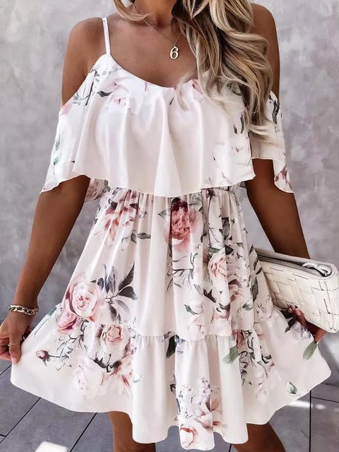 Load image into Gallery viewer, Off Shoulder Floral Mini Dress - Idealic life
