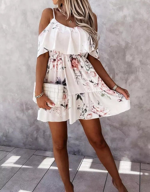 Load image into Gallery viewer, Off Shoulder Floral Mini Dress - Idealic life
