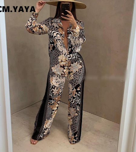 Peacock Set Button Up Blouse and Pants - Idealic life