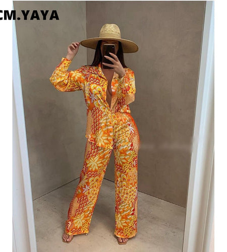 Peacock Set Button Up Blouse and Pants - Idealic life