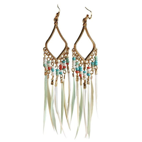 Load image into Gallery viewer, Tassels Feather Earrings - Idealic life
