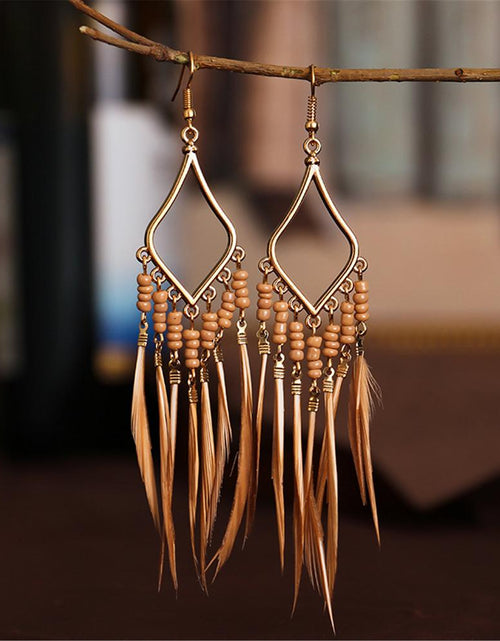 Load image into Gallery viewer, Tassels Feather Earrings - Idealic life
