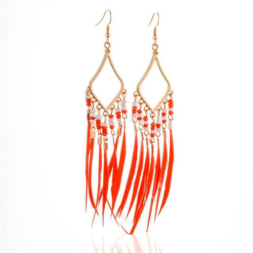 Load image into Gallery viewer, Tassels Feather Earrings - Idealic life
