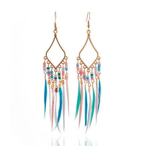 Load image into Gallery viewer, Tassels Feather Earrings - Idealic life
