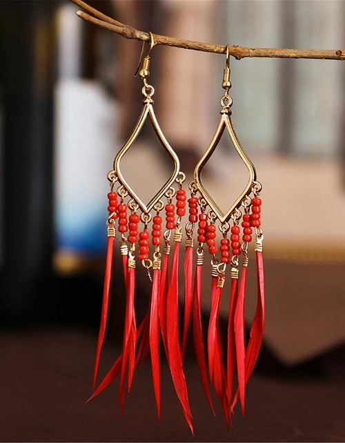 Load image into Gallery viewer, Tassels Feather Earrings - Idealic life
