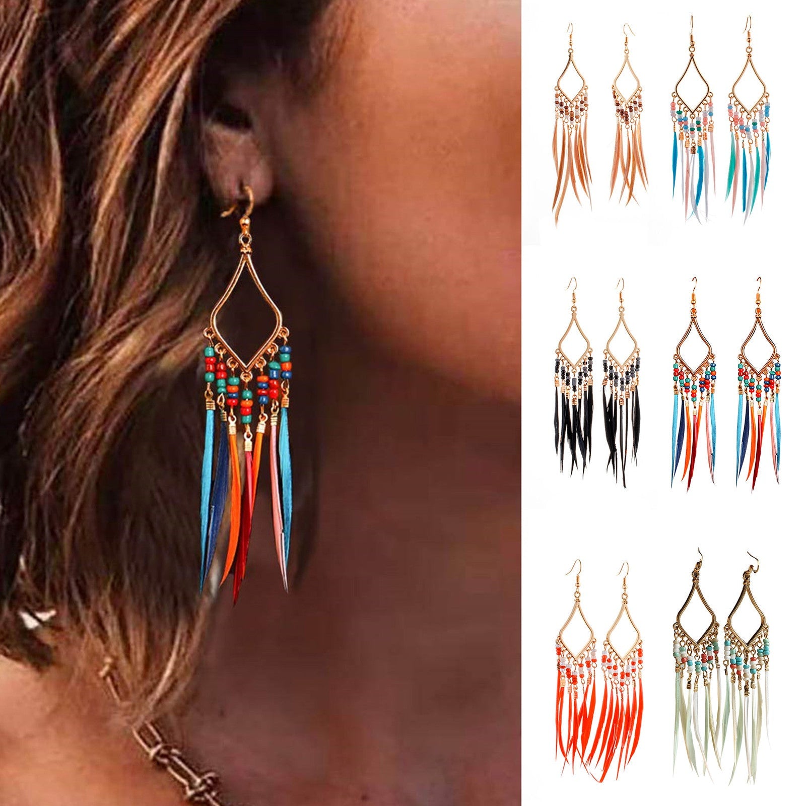 Tassels Feather Earrings - Idealic life