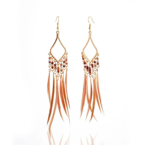 Load image into Gallery viewer, Tassels Feather Earrings - Idealic life
