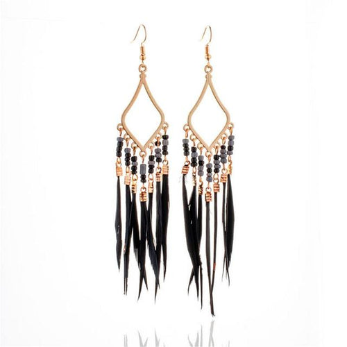 Load image into Gallery viewer, Tassels Feather Earrings - Idealic life
