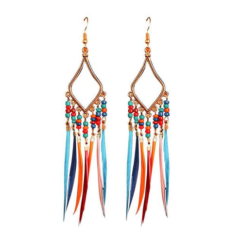 Load image into Gallery viewer, Tassels Feather Earrings - Idealic life
