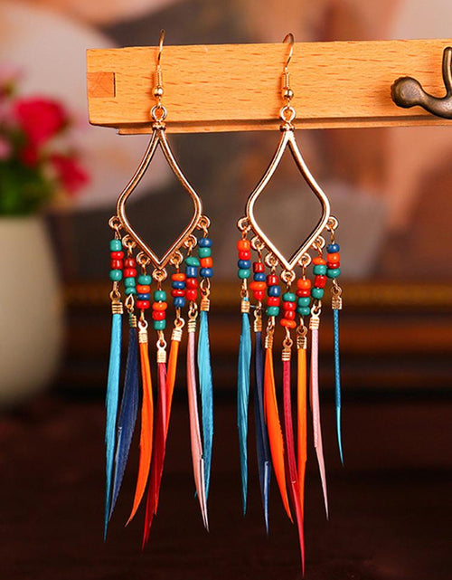 Load image into Gallery viewer, Tassels Feather Earrings - Idealic life
