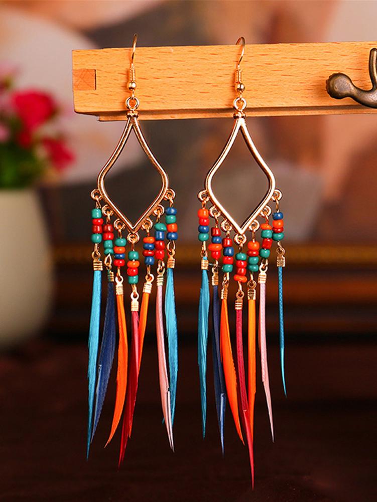 Tassels Feather Earrings - Idealic life