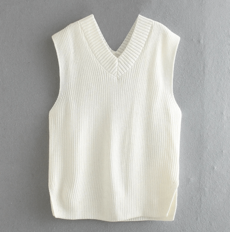 V-neck Knitted Sleeveless Vest - Idealic life